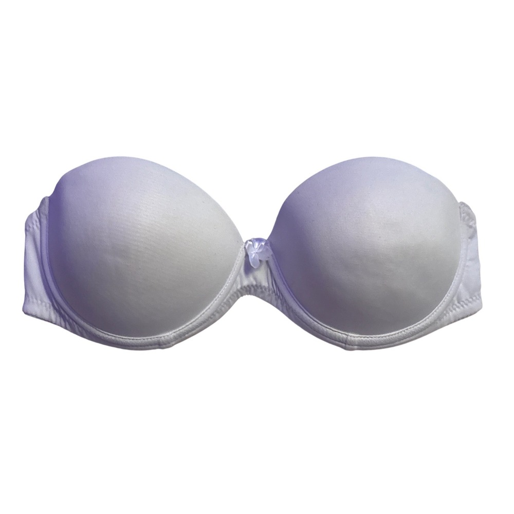 White Strapless Push Up Padded Underwire Bra w Extender Bridal 32B
